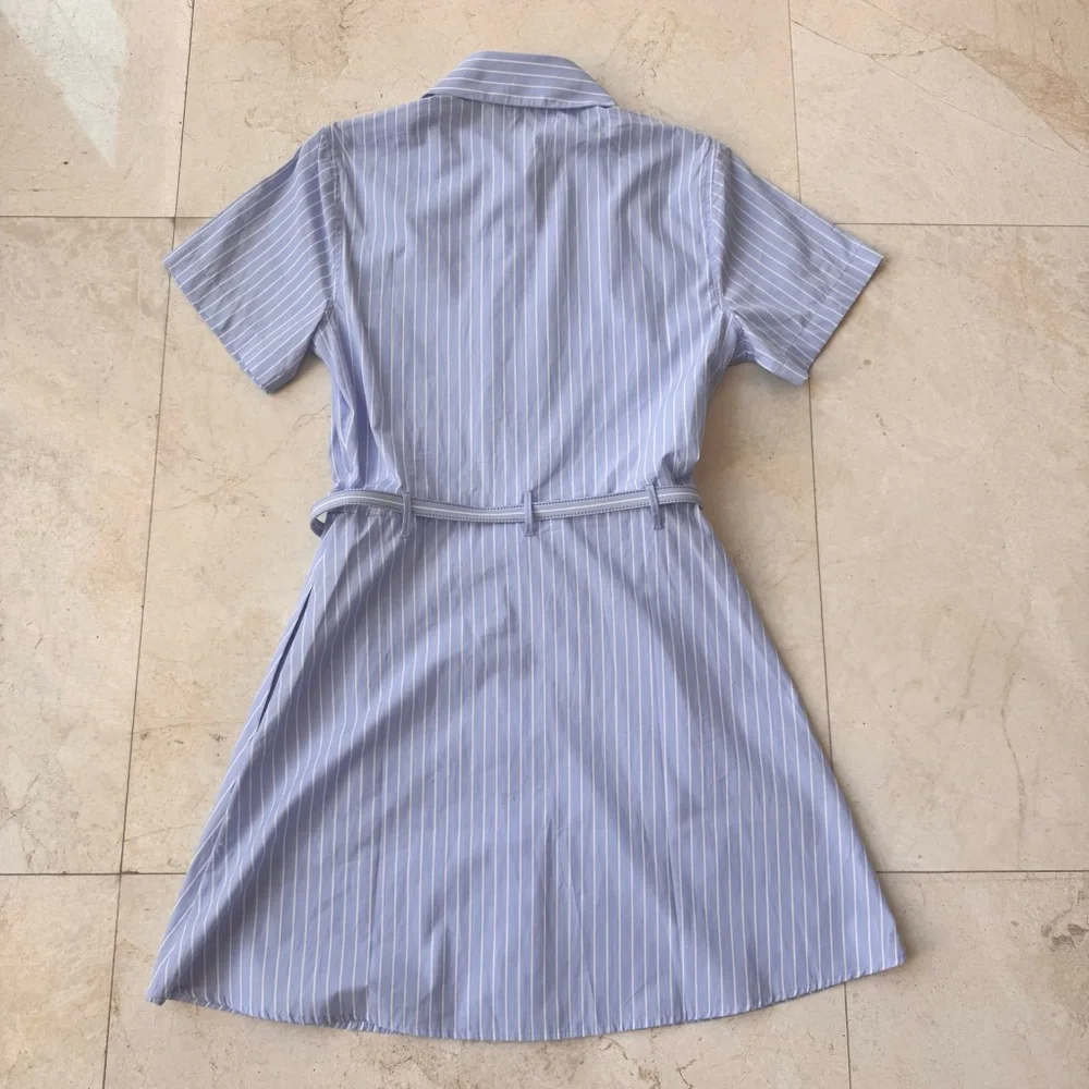 Frame The Striped Safari Blue and White Shirt Dress size S - Picture 5 of 12